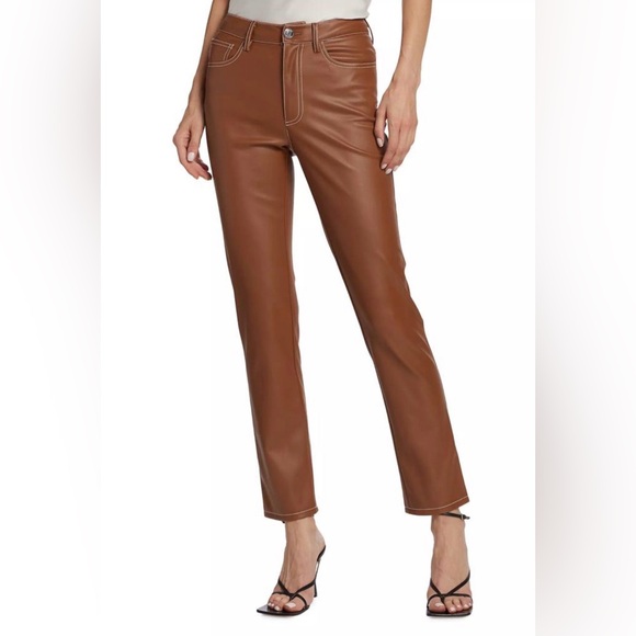 STAUD- Elliot Faux Leather Pants in Color Whiskey. Size 10 - Picture 2 of 13